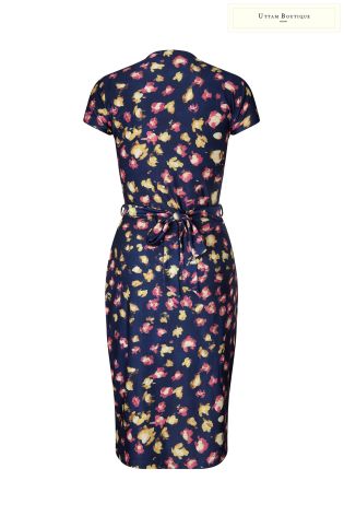 Uttam Boutique Leopard Print Slinky Jersey Wrap Dress